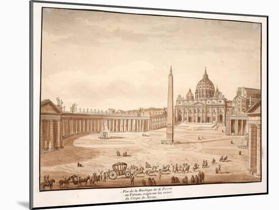 View of St. Peter's Basilica in the Vatican, Built on the Ruins of the Circus of Nero, 1833-Agostino Tofanelli-Mounted Giclee Print