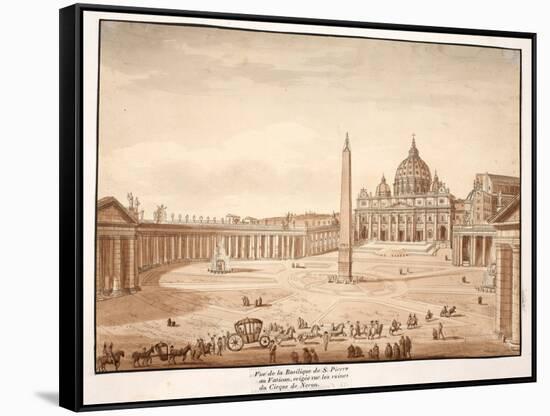 View of St. Peter's Basilica in the Vatican, Built on the Ruins of the Circus of Nero, 1833-Agostino Tofanelli-Framed Stretched Canvas