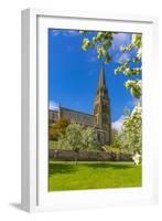 View of St. Peter's Church and spring blossom, Edensor Village, Chatsworth Park, Bakewell-Frank Fell-Framed Photographic Print