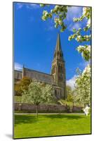 View of St. Peter's Church and spring blossom, Edensor Village, Chatsworth Park, Bakewell-Frank Fell-Mounted Photographic Print