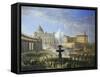 View of St Peter's Square with Military Parade Rome Italy-Michelangelo Pacetti-Framed Stretched Canvas