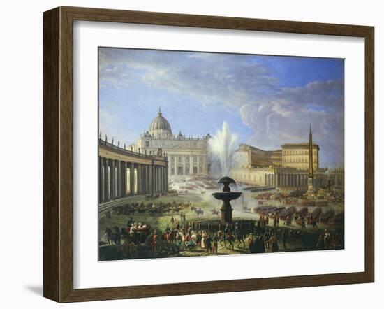 View of St Peter's Square with Military Parade Rome Italy-Michelangelo Pacetti-Framed Giclee Print