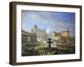 View of St Peter's Square with Military Parade Rome Italy-Michelangelo Pacetti-Framed Giclee Print