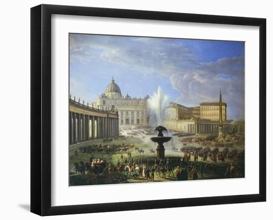 View of St Peter's Square with Military Parade Rome Italy-Michelangelo Pacetti-Framed Giclee Print