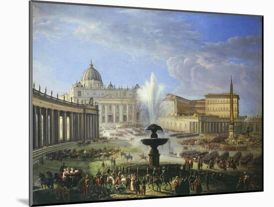 View of St Peter's Square with Military Parade Rome Italy-Michelangelo Pacetti-Mounted Giclee Print