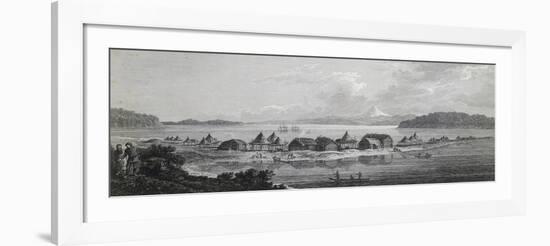 View of St Pierre and St Paul Village and Port, Engraving Based on Drawing by John Webber-null-Framed Giclee Print