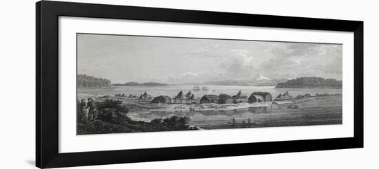 View of St Pierre and St Paul Village and Port, Engraving Based on Drawing by John Webber-null-Framed Giclee Print