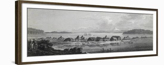 View of St Pierre and St Paul Village and Port, Engraving Based on Drawing by John Webber-null-Framed Giclee Print