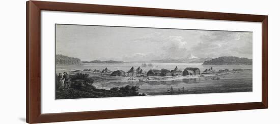 View of St Pierre and St Paul Village and Port, Engraving Based on Drawing by John Webber-null-Framed Giclee Print