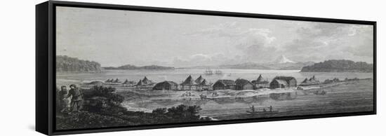 View of St Pierre and St Paul Village and Port, Engraving Based on Drawing by John Webber-null-Framed Stretched Canvas