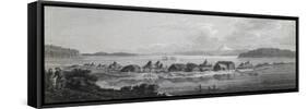View of St Pierre and St Paul Village and Port, Engraving Based on Drawing by John Webber-null-Framed Stretched Canvas