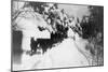 View of Stagecoach Driving through Snowy Mitchell Rd - Downieville, CA-Lantern Press-Mounted Art Print