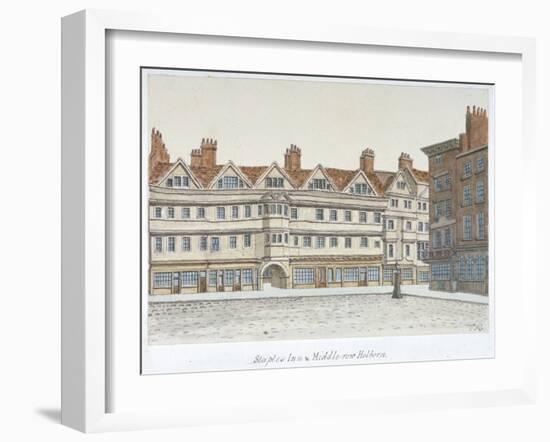 View of Staple Inn and the Buildings of Middle Row in the Centre of Holborn, London, 1850-Valentine Davis-Framed Giclee Print