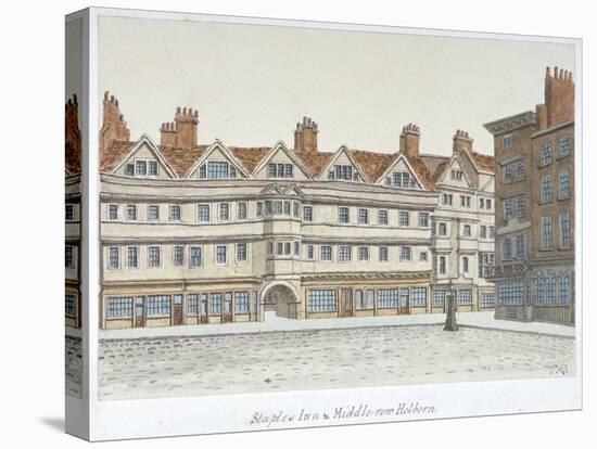 View of Staple Inn and the Buildings of Middle Row in the Centre of Holborn, London, 1850-Valentine Davis-Stretched Canvas