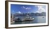 View of Star Ferry Terminal and Hong Kong Island skyline, Hong Kong, China-Ian Trower-Framed Photographic Print