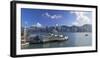 View of Star Ferry Terminal and Hong Kong Island skyline, Hong Kong, China-Ian Trower-Framed Photographic Print