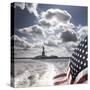 View of Statue of Liberty from Rear of Bot with Stars and Stripes Flag, New York-Purcell-Holmes-Stretched Canvas