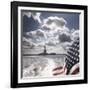 View of Statue of Liberty from Rear of Bot with Stars and Stripes Flag, New York-Purcell-Holmes-Framed Photographic Print