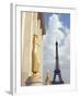 View of statues with Eiffel Tower in the background, Paris, France-null-Framed Photographic Print
