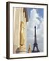 View of statues with Eiffel Tower in the background, Paris, France-null-Framed Photographic Print