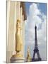 View of statues with Eiffel Tower in the background, Paris, France-null-Mounted Photographic Print