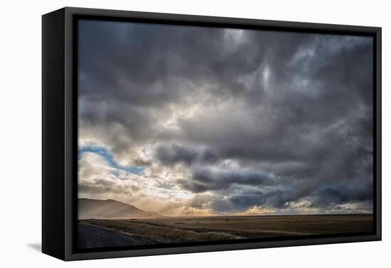 View of Storm Clouds over Field-David Smith-Framed Stretched Canvas