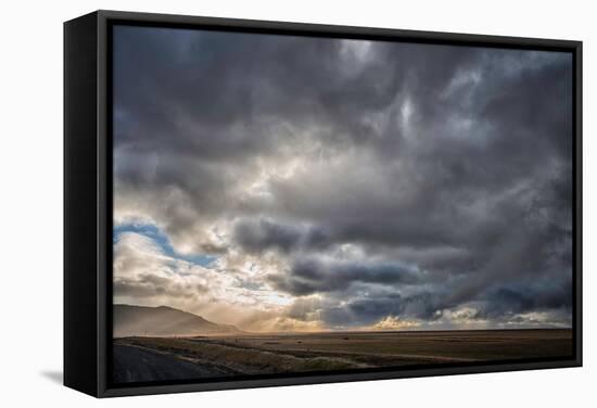 View of Storm Clouds over Field-David Smith-Framed Stretched Canvas