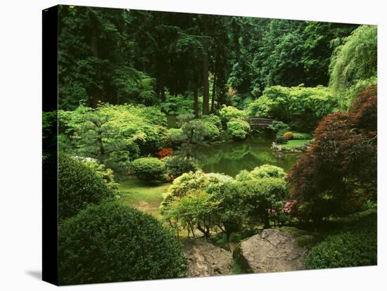 View of Strolling Pond Garden, Portland, Oregon, USA-Adam Jones-Stretched Canvas