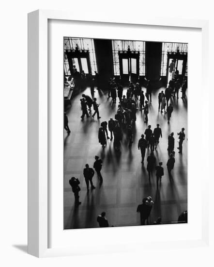 View of Students and Others in Main Entrance at MIT on Visitors' Day-Gjon Mili-Framed Photographic Print