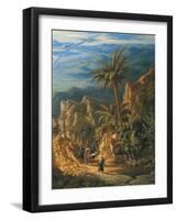 View of Suez Canal, Detail: Caravans and Palm Trees-Albert Rieger-Framed Giclee Print