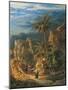 View of Suez Canal, Detail: Caravans and Palm Trees-Albert Rieger-Mounted Giclee Print