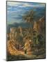 View of Suez Canal, Detail: Caravans and Palm Trees-Albert Rieger-Mounted Giclee Print