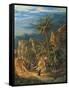 View of Suez Canal, Detail: Caravans and Palm Trees-Albert Rieger-Framed Stretched Canvas