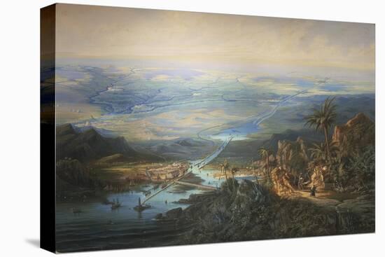 View of Suez Canal-Albert Rieger-Stretched Canvas