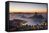 View of Sugarloaf Mountain and Botafogo Bay at Dawn, Rio De Janeiro, Brazil, South America-Ian Trower-Framed Stretched Canvas