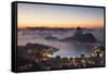View of Sugarloaf Mountain and Botafogo Bay at Dawn, Rio De Janeiro, Brazil, South America-Ian Trower-Framed Stretched Canvas