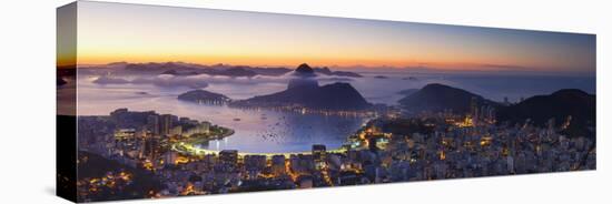 View of Sugarloaf Mountain and Botafogo Bay at Dawn, Rio De Janeiro, Brazil-Ian Trower-Stretched Canvas