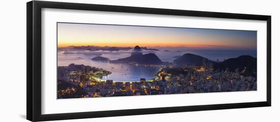 View of Sugarloaf Mountain and Botafogo Bay at Dawn, Rio De Janeiro, Brazil-Ian Trower-Framed Photographic Print