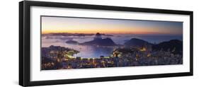 View of Sugarloaf Mountain and Botafogo Bay at Dawn, Rio De Janeiro, Brazil-Ian Trower-Framed Photographic Print