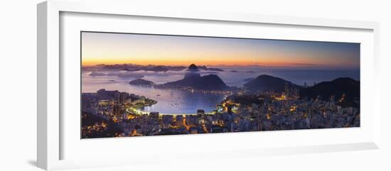 View of Sugarloaf Mountain and Botafogo Bay at Dawn, Rio De Janeiro, Brazil-Ian Trower-Framed Photographic Print