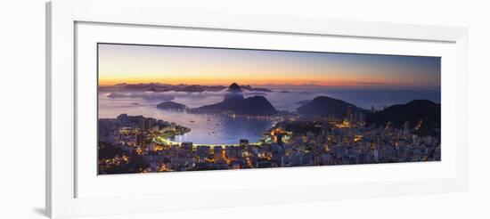 View of Sugarloaf Mountain and Botafogo Bay at Dawn, Rio De Janeiro, Brazil-Ian Trower-Framed Photographic Print