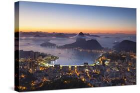 View of Sugarloaf Mountain and Botafogo Bay at Dawn, Rio De Janeiro, Brazil-Ian Trower-Stretched Canvas