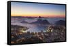 View of Sugarloaf Mountain and Botafogo Bay at Dawn, Rio De Janeiro, Brazil-Ian Trower-Framed Stretched Canvas