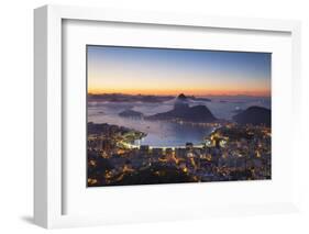 View of Sugarloaf Mountain and Botafogo Bay at Dawn, Rio De Janeiro, Brazil-Ian Trower-Framed Photographic Print