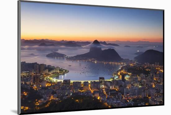 View of Sugarloaf Mountain and Botafogo Bay at Dawn, Rio De Janeiro, Brazil-Ian Trower-Mounted Photographic Print