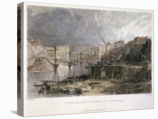 View of Sunderland and the Iron Bridge Looking Eastwards, 1833-Thomas Allom-Stretched Canvas