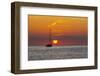 View of sunset and sailboat on Adriatic Sea from the old town, Rovinj, Istria, Croatia-Frank Fell-Framed Photographic Print