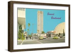 View of Sunset Boulevard, Hollywood, California-null-Framed Art Print