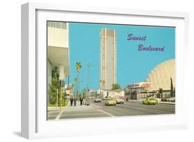 View of Sunset Boulevard, Hollywood, California-null-Framed Art Print