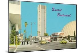 View of Sunset Boulevard, Hollywood, California-null-Mounted Art Print